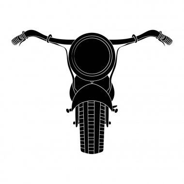 Önden Görünüm bir yol motosiklet görüntüsüdür. Vektör çizim. El çizimi