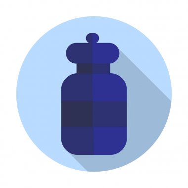 Yuvarlak şişe simgesi. Düz illüstrasyon. Vektör çizim.