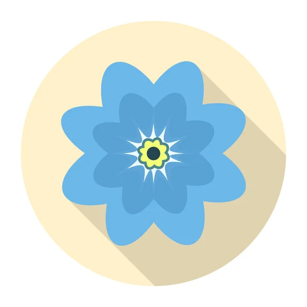 Kulatý modrý květ ikona na žlutém podkladu. vektorové ilustrace. — Stockový vektor