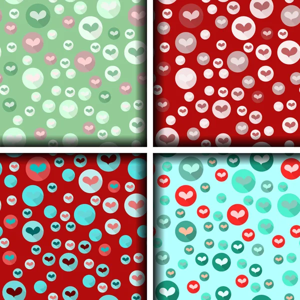 Ensemble de quatre motifs cardiaques dans des bulles. Illustration vectorielle . — Image vectorielle