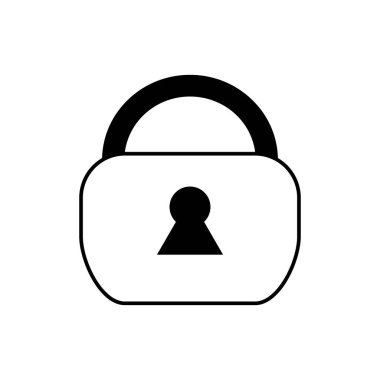 Resmi olan bir asma kilit simgesi. Dökme olmadan basit bir çizim. Vektör çizim