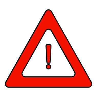 Yol üçgen uyarı işareti. Üçgen simgesini bir ünlem işaretiyle. Vektör grafikleri