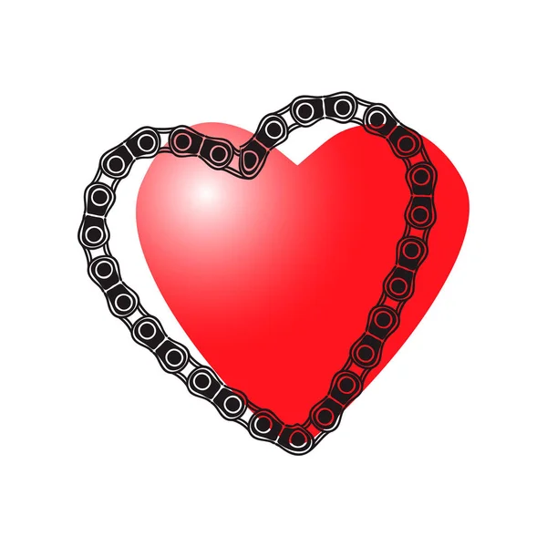 Illustration für den Tag der Liebenden. Herz und Autokette. Vektorgrafik — Stockvektor