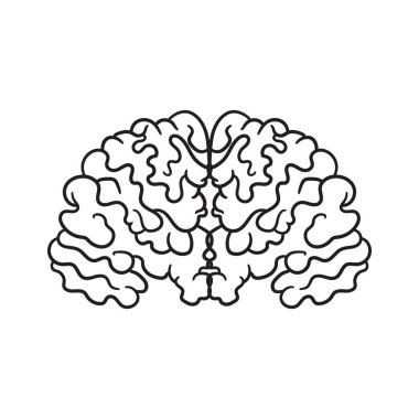 Kontur deseni beynin bir resim ile. Dolgu olmadan basit bir simgesi. Vektör grafikleri