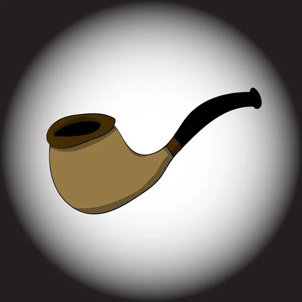 Tubo de fumar sobre un fondo negro degradado. Ilustración vectorial. Dibujo manual — Vector de stock