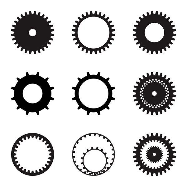 Set of gears. black silhouettes on a white background. Vector graphics — Stock Vector
