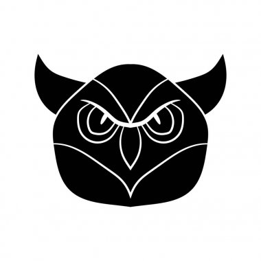 Bir baykuş resmi siyah bir silüet şeklinde. Vektör grafikleri. El çizimi