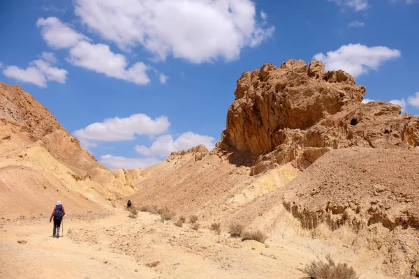 Two hikers in Negev desert. — Stock Photo, Image