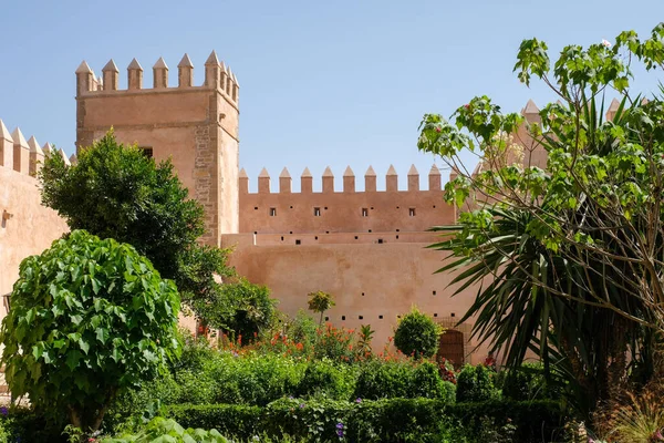 Tuin Versterkte Muren Van Udayas Fort Rabat Marokko — Stockfoto