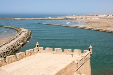 Rabat, Fas 'taki Kasbah Kalesi' nden Atlantik Okyanusu manzarası