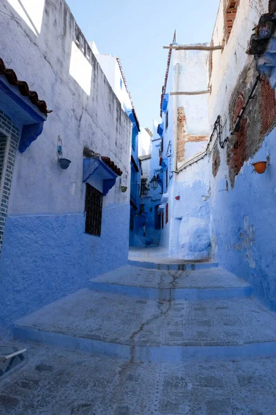 Forntida Gata Blått Och Vitt Kasbah Gamla Delen Staden Chefchaouen — Stockfoto