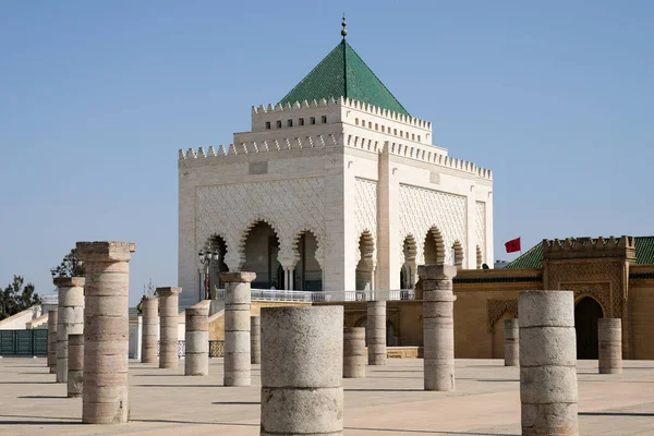 Edificio Blanco Del Mausoleo Mohamed Rabat Marruecos —  Fotos de Stock
