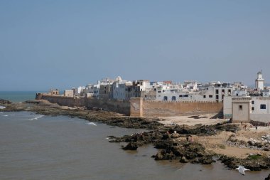 Essaouira, Fas 'taki Essaouira Surlarının panoramik hava görüntüsü