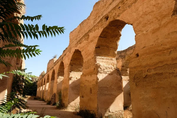 Oude Ruïnes Van Enorme Koninklijke Stallen Meknes Marokko — Stockfoto