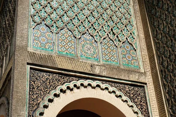 Antiguo Ornamento Decorativo Puerta Bab Mansour Meknes Marruecos — Foto de Stock