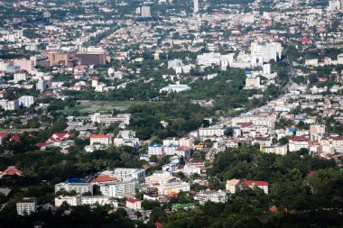 Yüksek açı kenti Chiangmai Tayland. şehir ve doğa Tayland görünümü.