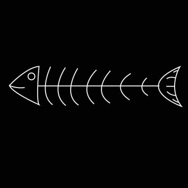 Image of fish bone on black background. clipart