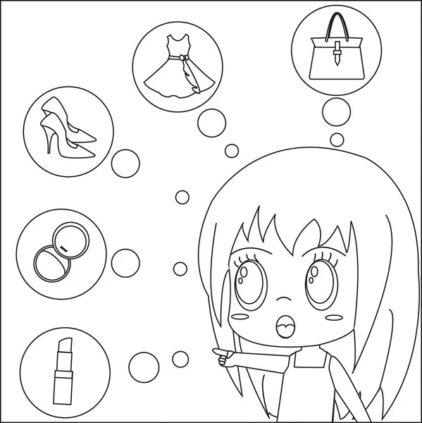 Image that represents the demand of women. Coloring page concept for kids. — Stock Photo, Image