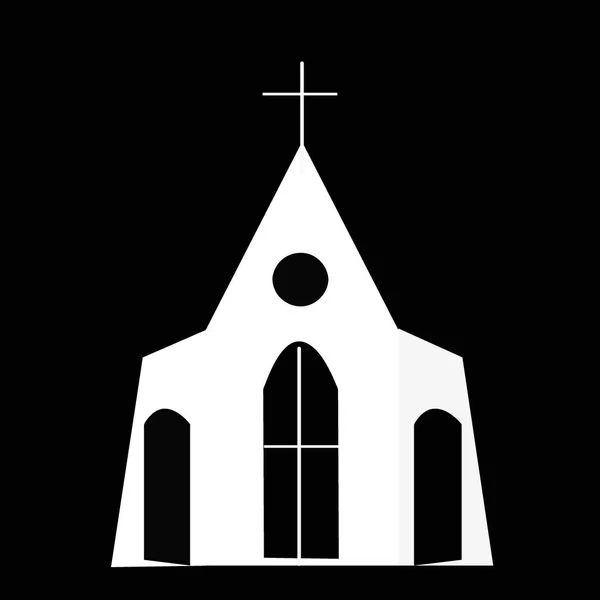 Vita kyrkan på en svart bakgrund. Kristendomen-konceptet. — Stockfoto