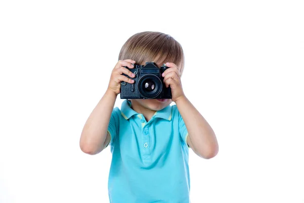 Chłopiec Kamerą — Zdjęcie stockowe