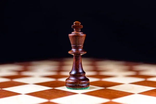 Black Chess King Chessboard Black Background — Stock Photo, Image