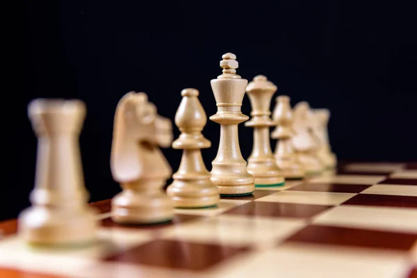 Bílé Šachové Figurky Bez Pěšáků — Stock fotografie