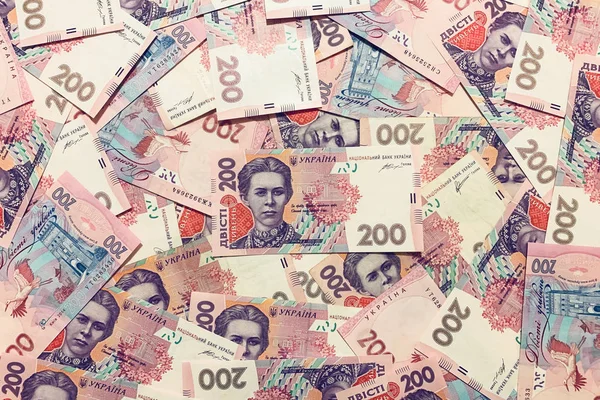 Ukrainian Money Banknote Hryvnias Background Two Hundred Hryvnia Banknotes — ストック写真