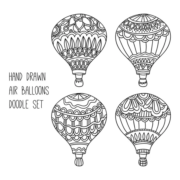 Набор векторных иллюстраций воздушных шаров. Изолированные элементы воздушного шара ручной работы в стиле каракулей для окраски и различного дизайна — стоковый вектор