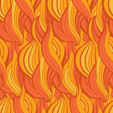      Soyut dalgalar vektör seamless modeli. Yangın alev dekoratif elle çizilmiş doku dalgalı çizgiler. Grafik tasarım arka planda renkleri kırmızı, turuncu ve sarı