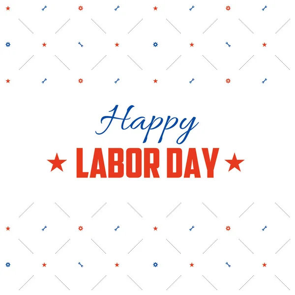 Labor day vector postcard design. Holiday illustration with stars, gears and spanners wrenches. Working elements, icons and lettering made in colors of american flag