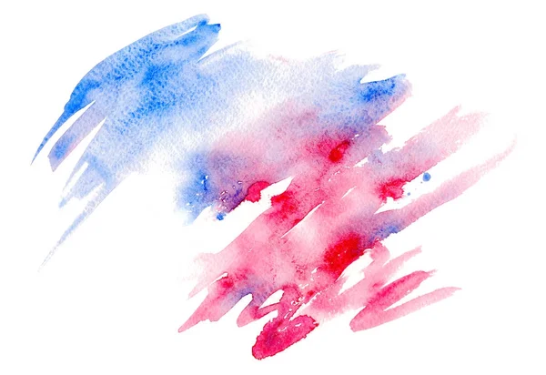 Fond aquarelle avec éclaboussures roses et bleues. Gradient peint abstrait — Photo