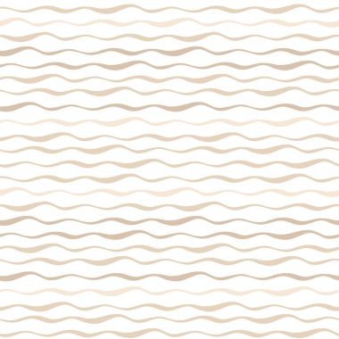  Soyut dalgalar vektör seamless modeli. Dalgalı çizgiler çizilmiş arka plan bej ve beyaz renklerde el