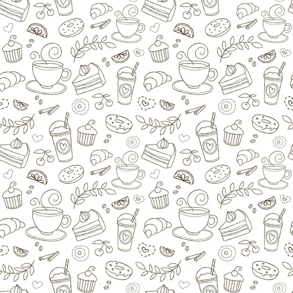 Kahve ve tatlı sorunsuz vektör desen