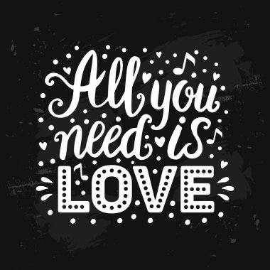 İhtiyacın olan tek şey aşk elle çizilmiş sıkıntılı Tebeşir tahtaya yazı