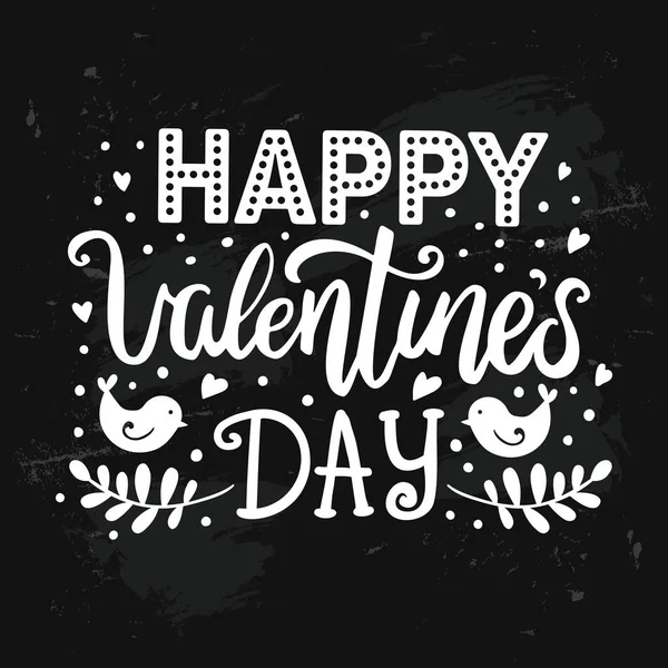 Feliz día de San Valentín mano dibujado letras en pizarra angustiada — Vector de stock