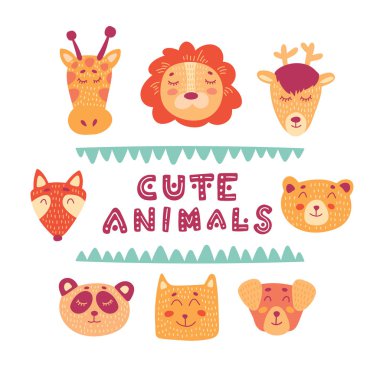 Vektör hayvanlar illüstrasyon şirin el çekilmiş