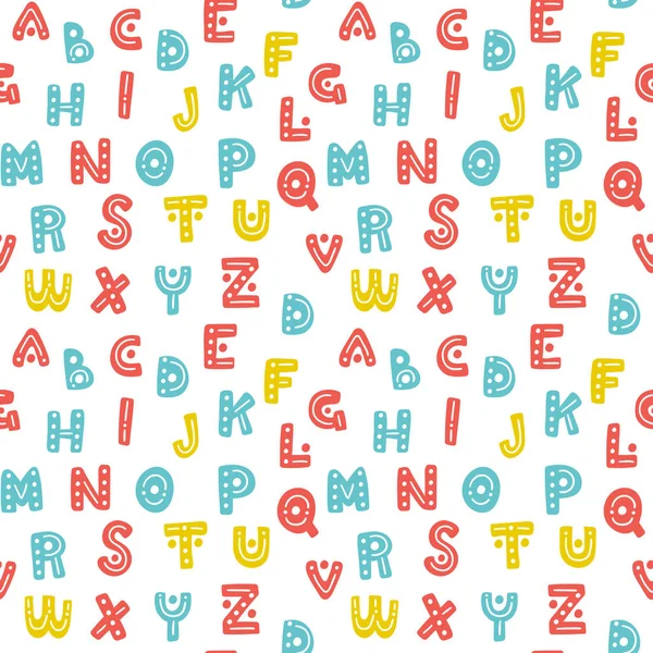 Schattig hand getekende alfabet naadloze vector patroon — Stockvector