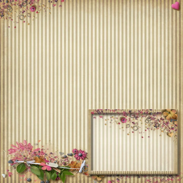 Background in scrapbook style in beige cyan orange violet Stock