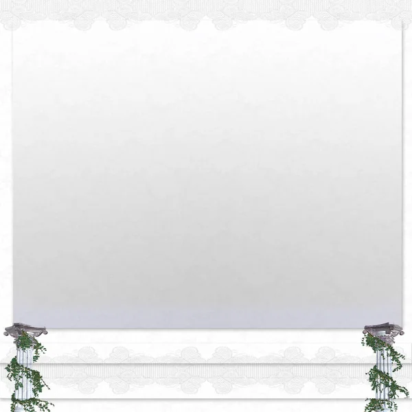 Dantel ve sarmaşıklar ile dekoratif beyaz arka plan — Stok fotoğraf