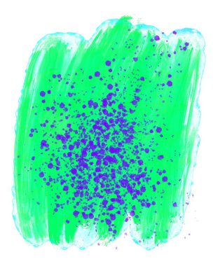 Mavi boya sıçraması. Beyaz üzerine soyut el çizilmiş arkaplan.