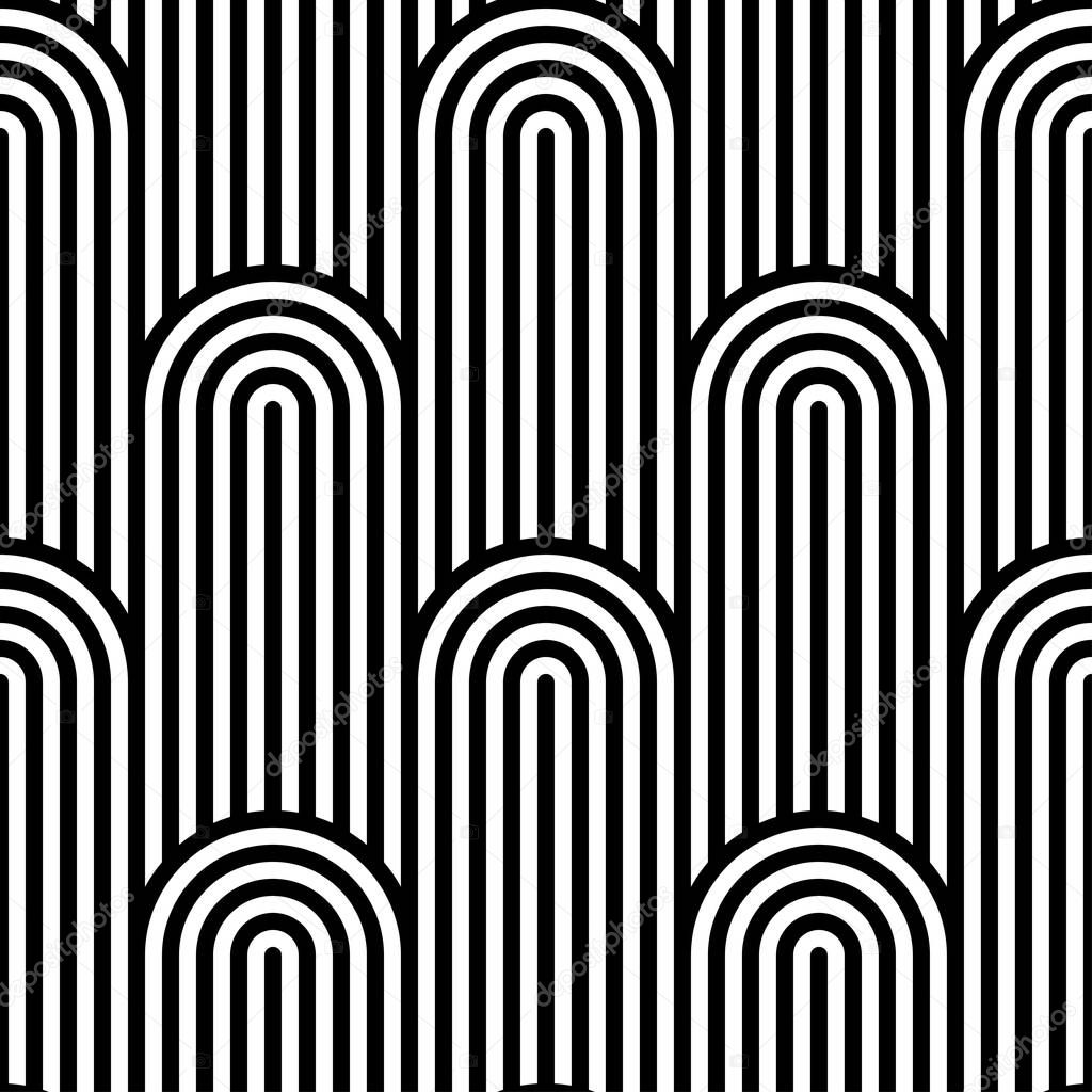 op art monochrome wave pattern. seamless vector background.
