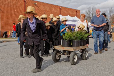 Amish çocuklar teslimat hizmeti çamur satış