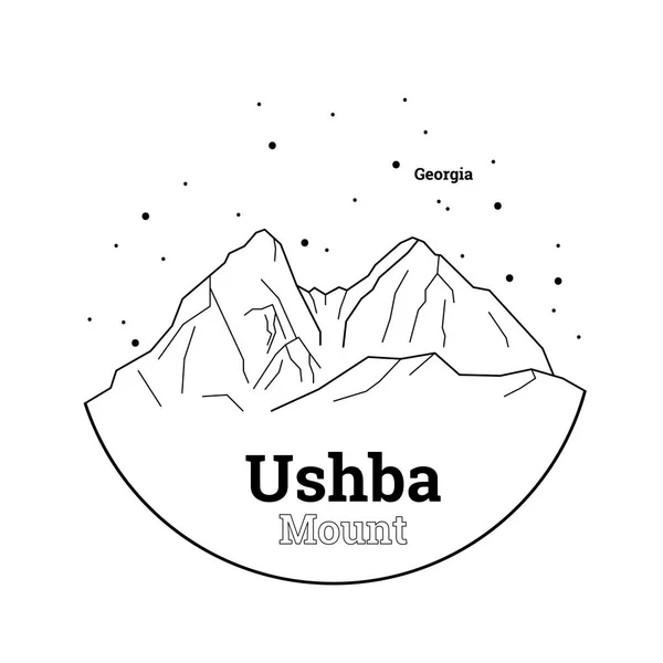 Ilustración Vectorial Con Mount Ushba Georgia Vida Viaje Camping Turismo — Archivo Imágenes Vectoriales