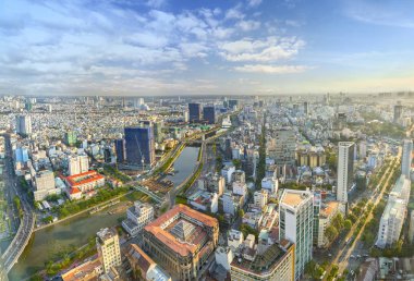 Ne zaman kentsel alanlarda güneşin doğduğunu yüksek görünüm Saigon manzarası