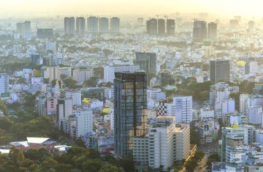 Ne zaman kentsel alanlarda güneşin doğduğunu yüksek görünüm Saigon manzarası
