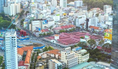 Ne zaman kentsel alanlarda güneşin doğduğunu yüksek görünüm Saigon manzarası 