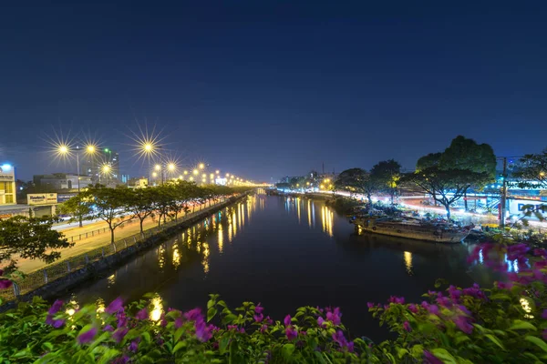 Chi Minh City Vietnam Febrero 2018 Puesta Sol Muelle Del — Foto de Stock