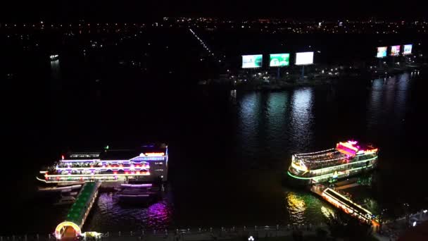 Colorato Ponte Notturno Can Tho Vietnam Questa Area Del Pontile — Video Stock