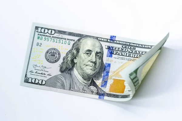 Kullanıcı 100 Dolar Banknotlar Izole Beyaz Arka Plan Abd Para — Stok fotoğraf