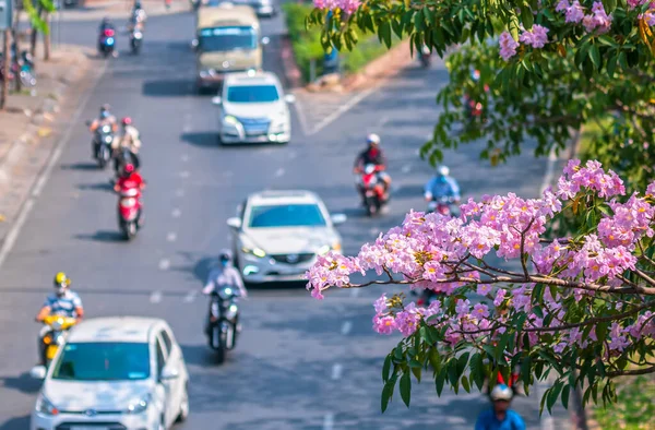 Chi Minh City Vietnam Febbraio 2019 Traffico Saigon Street Con — Foto Stock